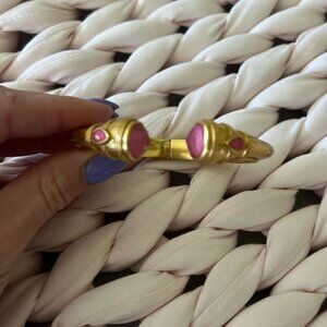 Julie Vos Cannes Demi Cuff iridescent peony pink